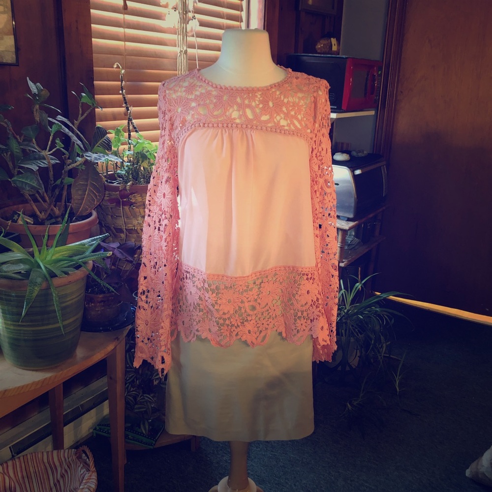 Lztlylzt pink chiffon and lace top!🌸👚